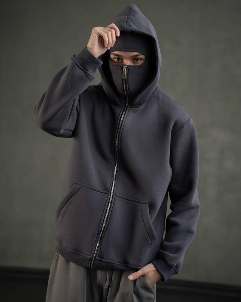 Men's Full Sleeves Zipper Hoodie with Mask