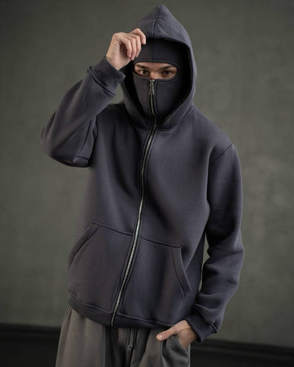 Men's Full Sleeves Zipper Hoodie with Mask